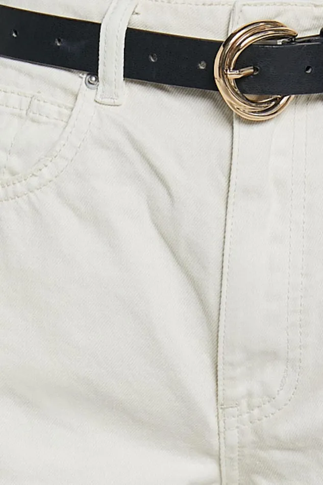 Mindae Shorts 8211 Recycled Cotton Ripped Denim Shorts In Ecru Women Showpo Denim