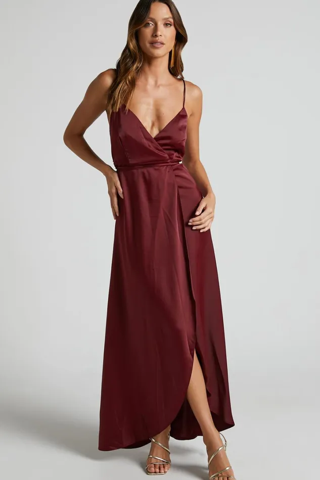 Mine Would Be You Midi Dress 8211 Wrap Dress In Wine Women Showpo Dresses