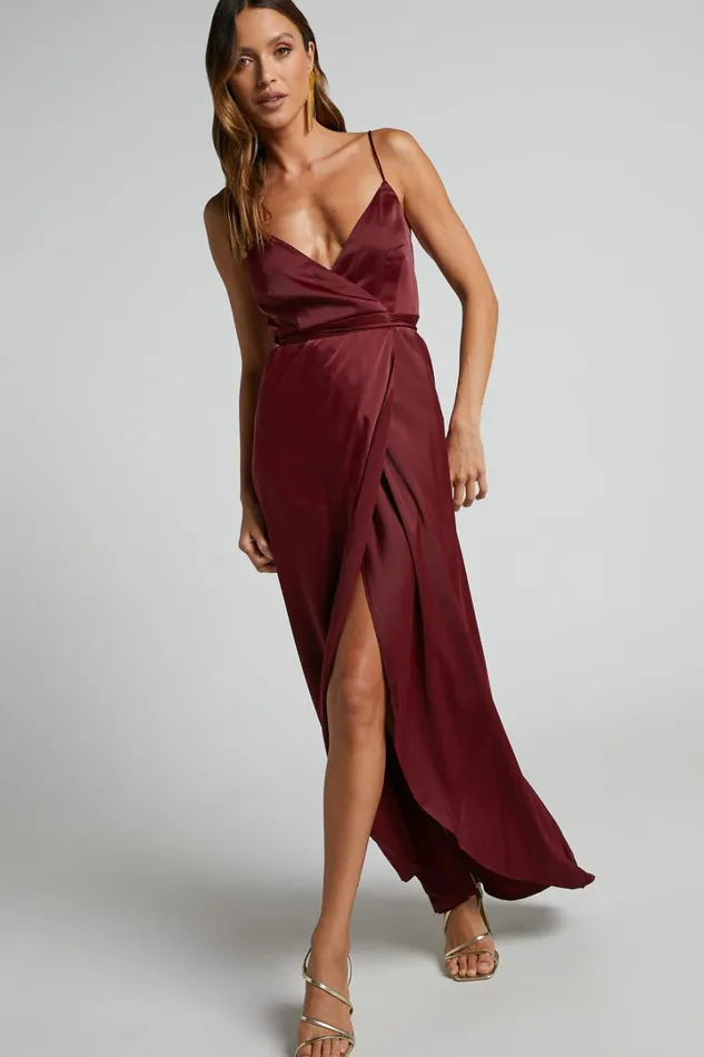 Mine Would Be You Midi Dress 8211 Wrap Dress In Wine Women Showpo Dresses
