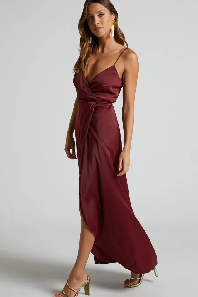 Mine Would Be You Midi Dress 8211 Wrap Dress In Wine Women Showpo Dresses