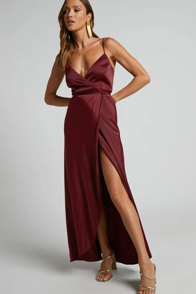 Mine Would Be You Midi Dress 8211 Wrap Dress In Wine Women Showpo Dresses
