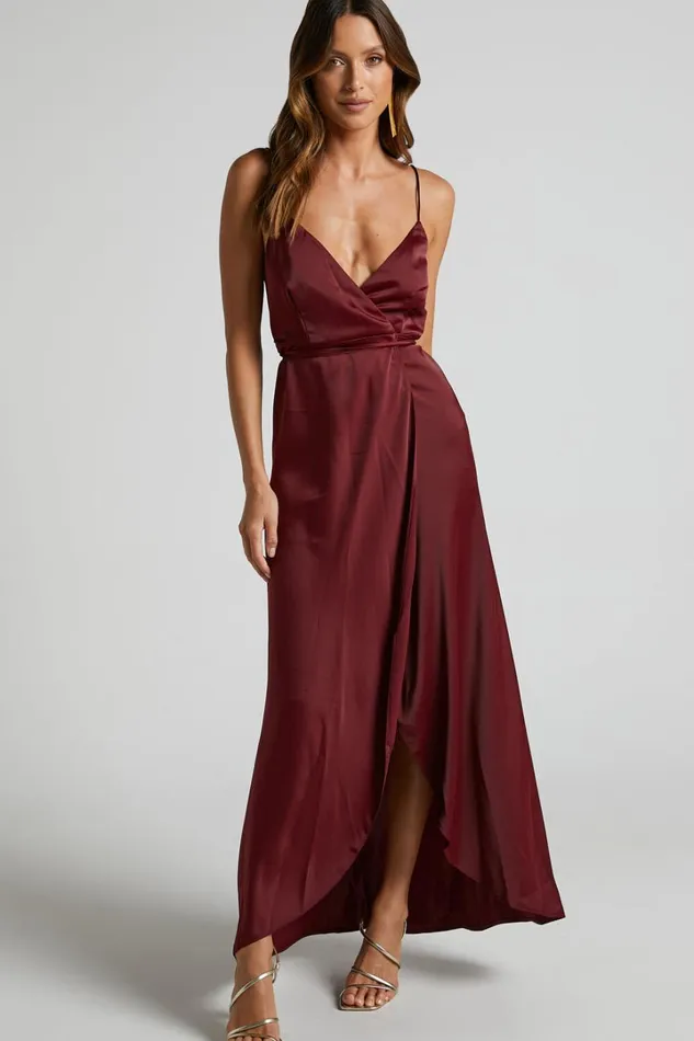 Mine Would Be You Midi Dress 8211 Wrap Dress In Wine Women Showpo Dresses