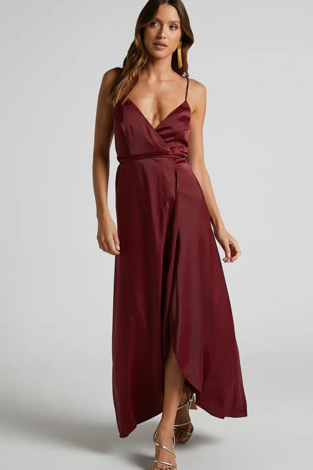 Mine Would Be You Midi Dress 8211 Wrap Dress In Wine Women Showpo Dresses