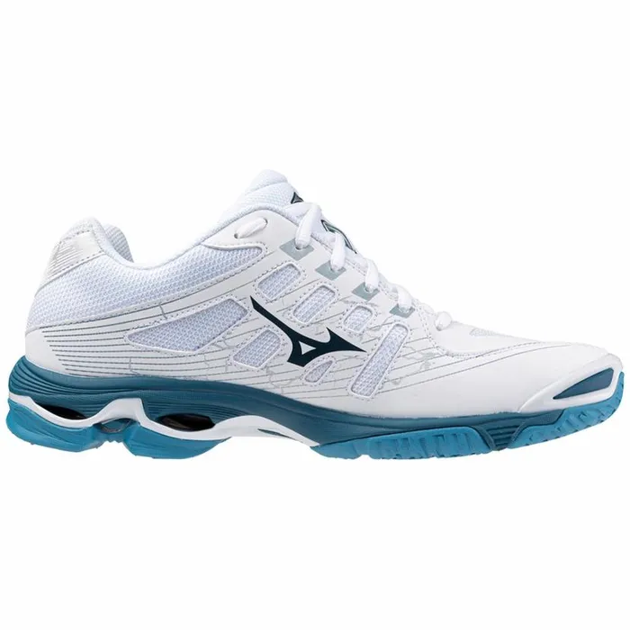 Mizuno WAVE VOLTAGE Whitesailor Bluesilver Women Volleyball Mizuno WAVE VOLTAGE Whitesailor Bluesilver Women Volleyball
