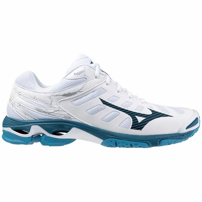Mizuno WAVE VOLTAGE Whitesailor Bluesilver Women Volleyball Mizuno WAVE VOLTAGE Whitesailor Bluesilver Women Volleyball