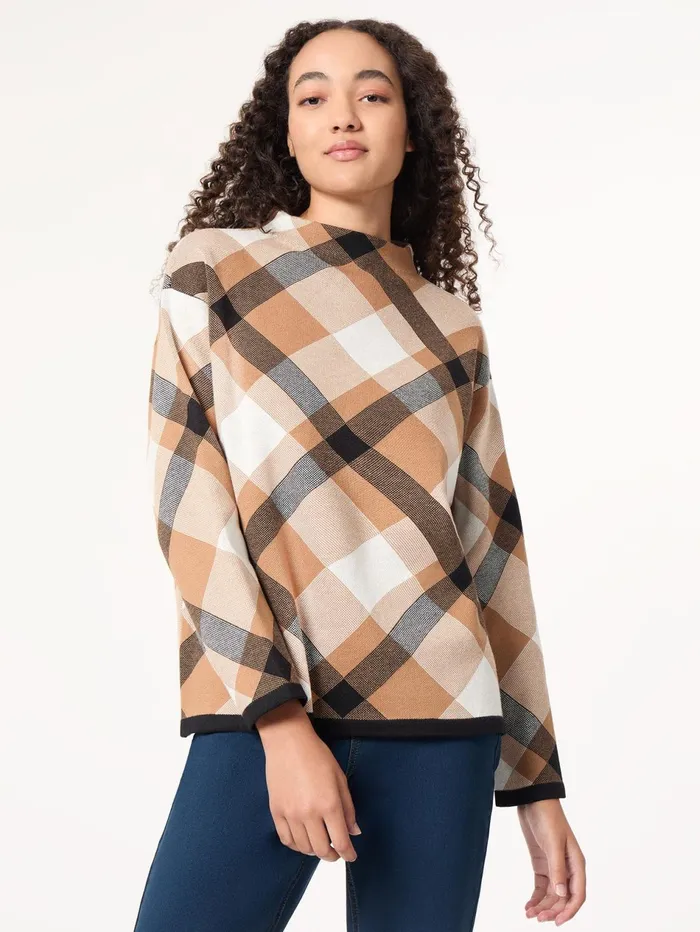Mock Neck Jacquard Sweater Women Jones New York Sweaters and Cardigans
