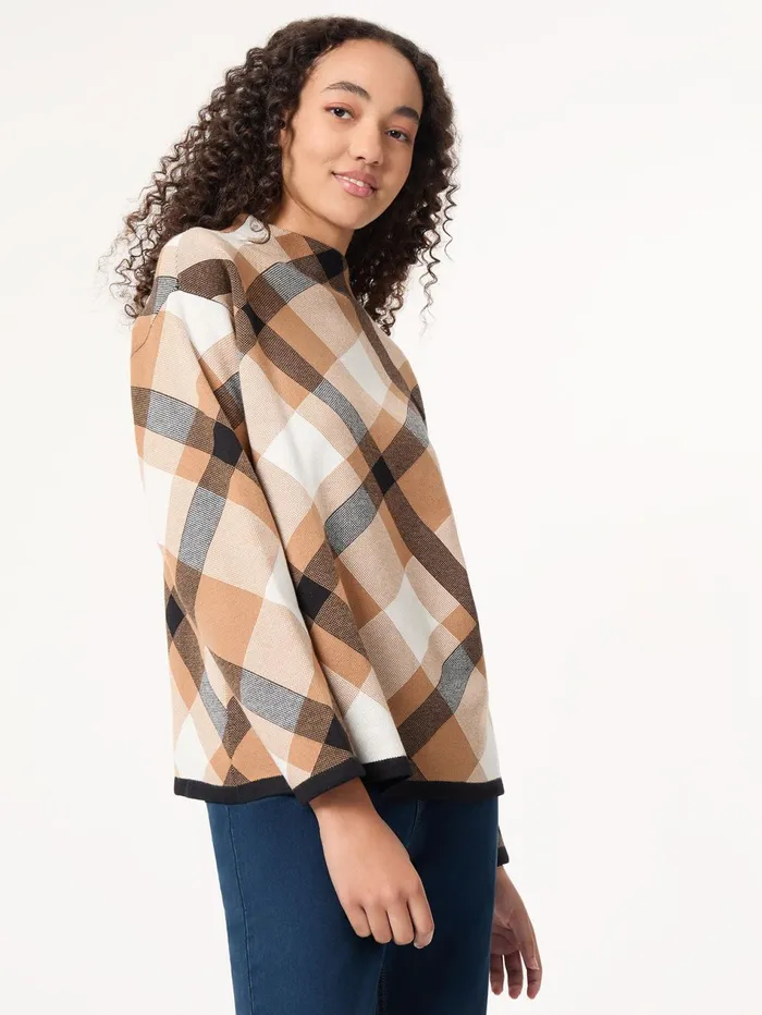Mock Neck Jacquard Sweater Women Jones New York Sweaters and Cardigans
