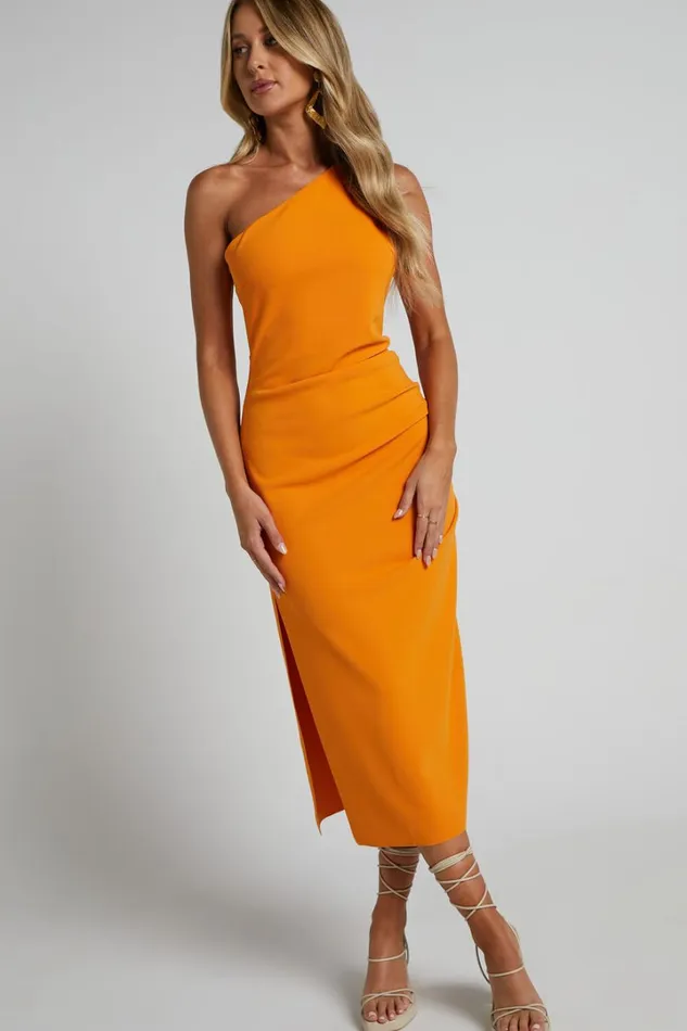 Monette Midi Dress 8211 One Shoulder Straight Dress In Orange Women Showpo Curve Clothes Monette Midi Dress 8211 One Shoulder Straight Dress In Orange Women Showpo Curve Clothes