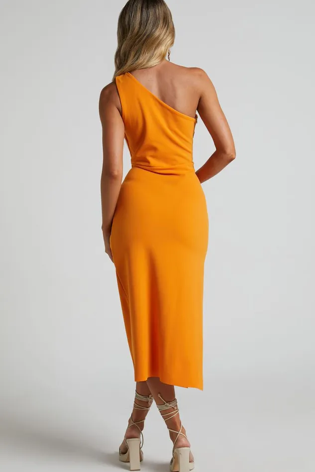 Monette Midi Dress 8211 One Shoulder Straight Dress In Orange Women Showpo Curve Clothes Monette Midi Dress 8211 One Shoulder Straight Dress In Orange Women Showpo Curve Clothes