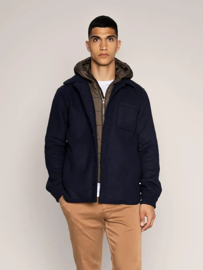 MOS MOSH Jackets Men MMGCompton Wool Hood Jacket Navy