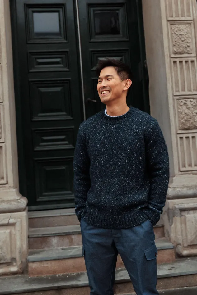 MOS MOSH Knits Men MMGLaporte Nep Knit Navy Melange