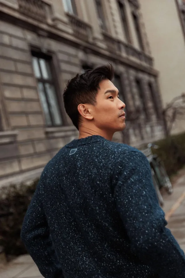 MOS MOSH Knits Men MMGLaporte Nep Knit Navy Melange MOS MOSH Knits Men MMGLaporte Nep Knit Navy Melange