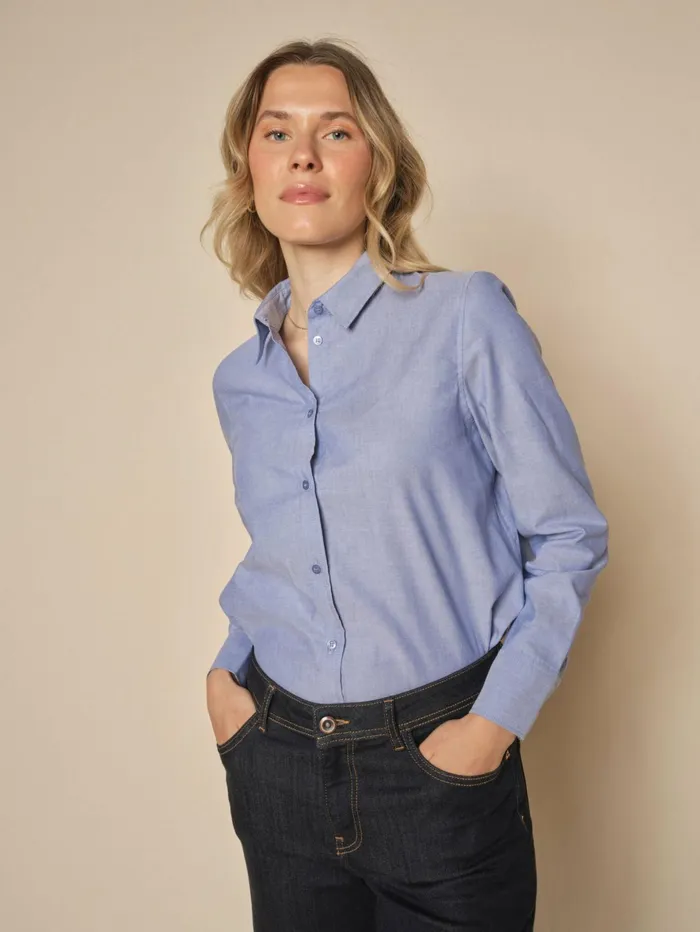MOS MOSH Shirts Women MMAnica Oxford Shirt Velvet Morning MOS MOSH Shirts Women MMAnica Oxford Shirt Velvet Morning