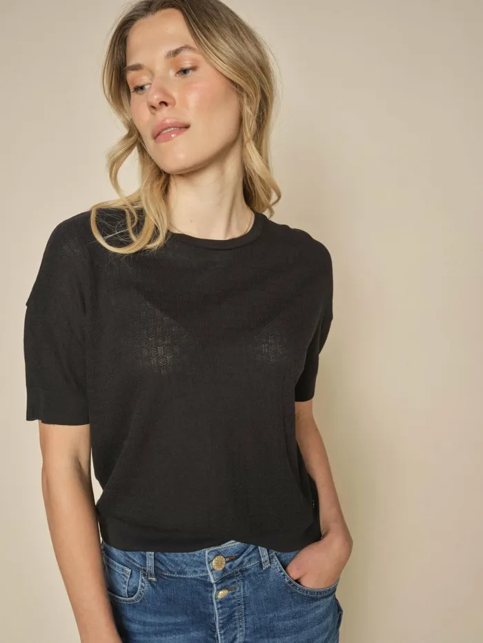 MOS MOSH Tees Women MMSwann OSS Flora Tee Black
