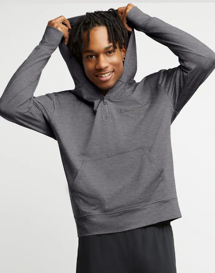 Mvp All Day 14 Zip Hoodie Railroad Grey Heather Men Champion Hoodies and Sweatshirts