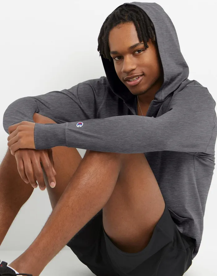 Mvp All Day 14 Zip Hoodie Railroad Grey Heather Men Champion Hoodies and Sweatshirts