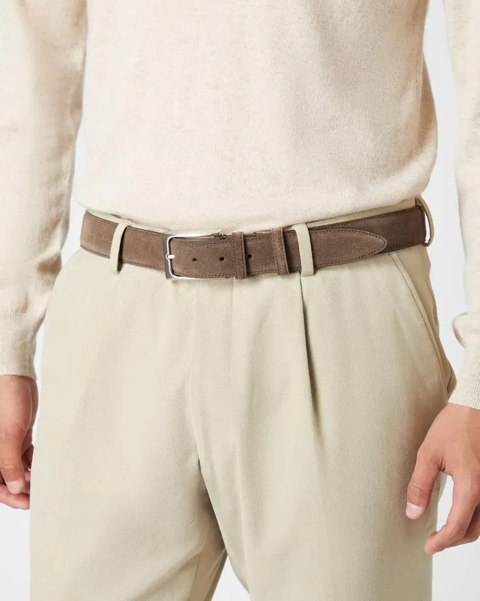 NPeal Belts Men Suede Belt Brown