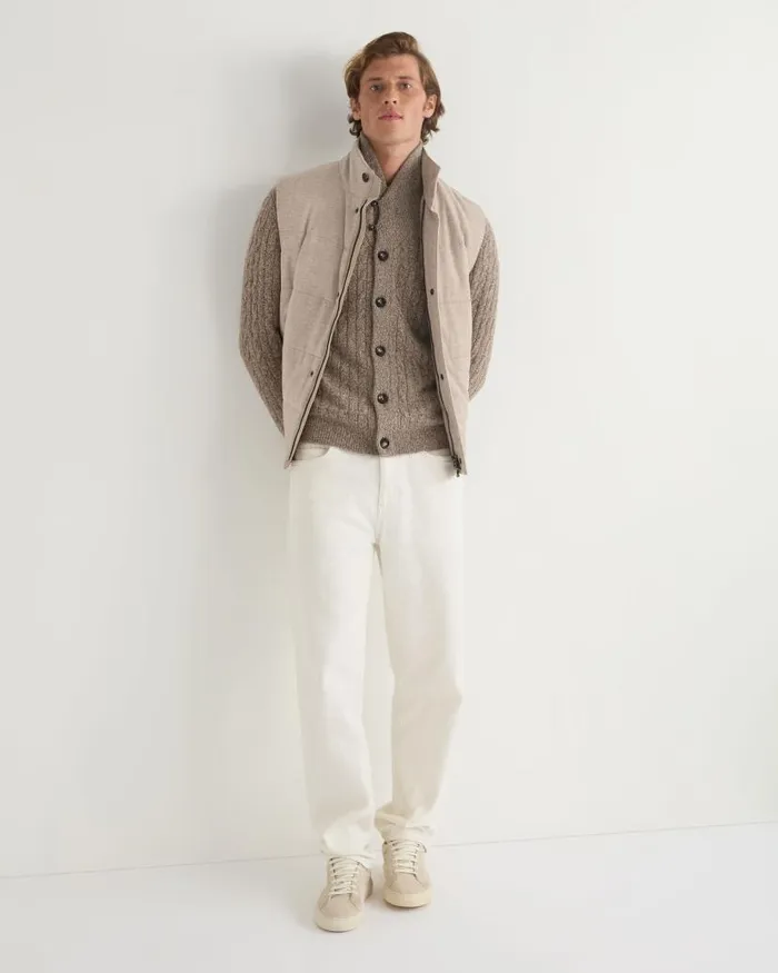 NPeal Cardigans Men Garrick Shawl Cable Cashmere Cardigan Heather Hazel Brown