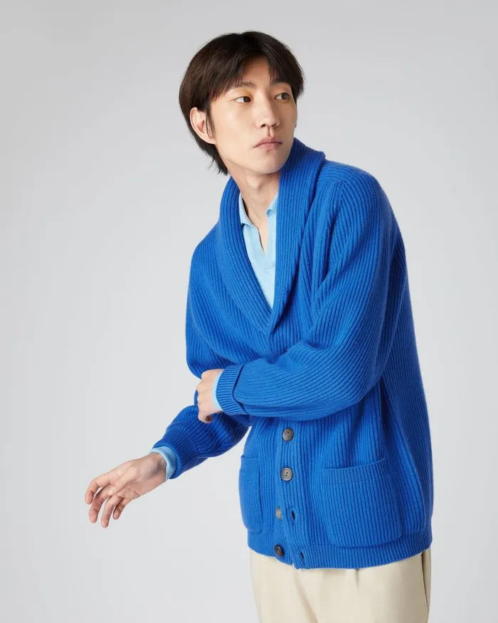 NPeal Cardigans Men Kensington Cashmere Cardigan Sonic Blue