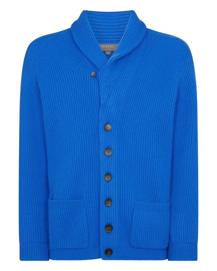 NPeal Cardigans Men Kensington Cashmere Cardigan Sonic Blue
