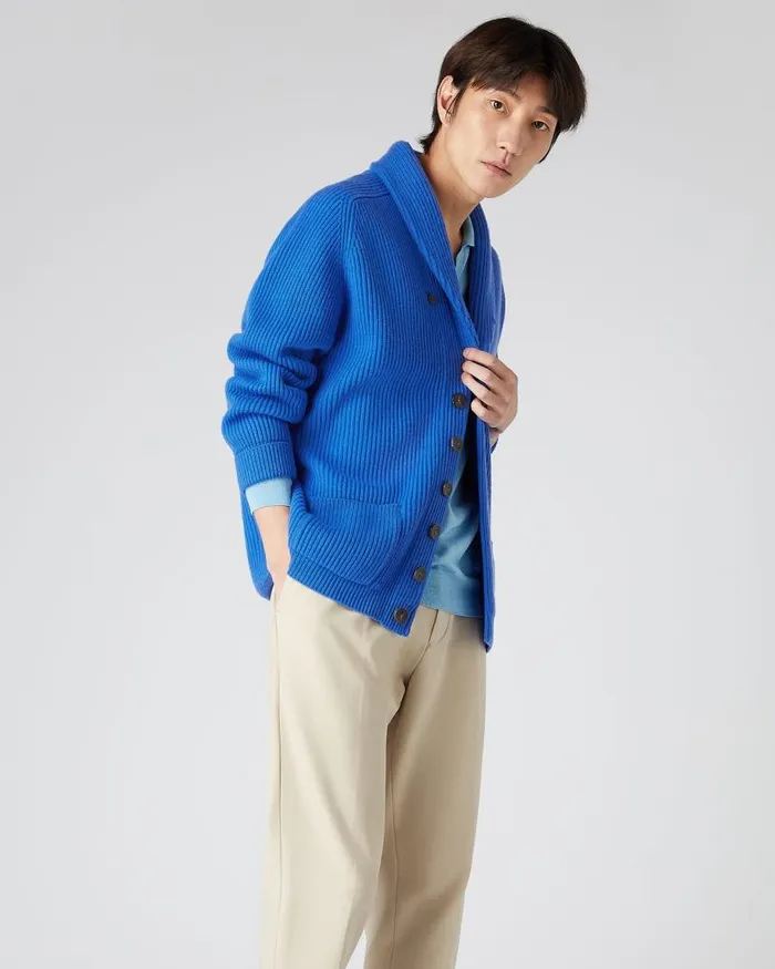 NPeal Cardigans Men Kensington Cashmere Cardigan Sonic Blue