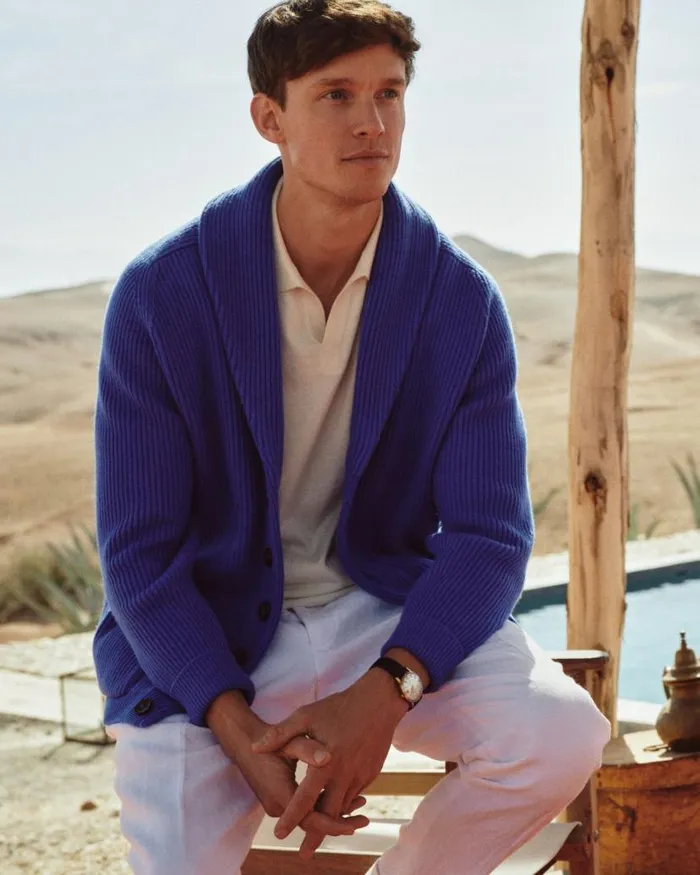 NPeal Cardigans Men Kensington Cashmere Cardigan Sonic Blue