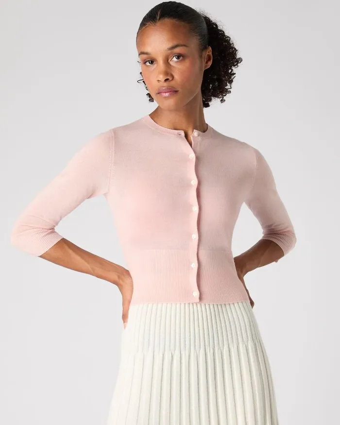 NPeal Cardigans Women Darcie Superfine Cashmere Cropped Cardigan Blush Pink