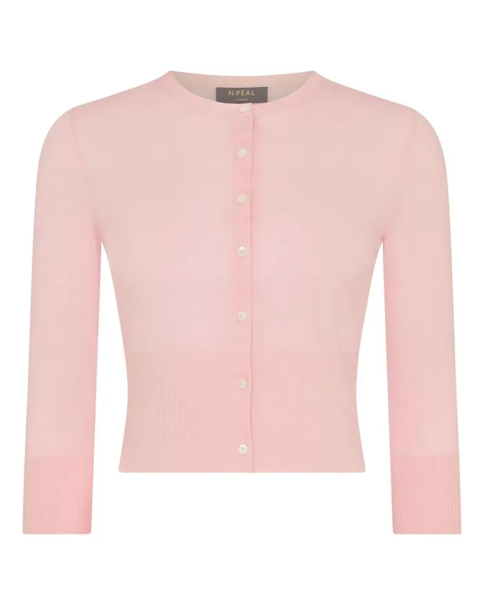 NPeal Cardigans Women Darcie Superfine Cashmere Cropped Cardigan Blush Pink