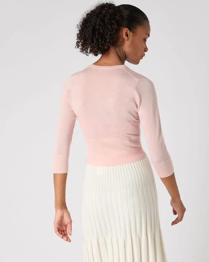 NPeal Cardigans Women Darcie Superfine Cashmere Cropped Cardigan Blush Pink