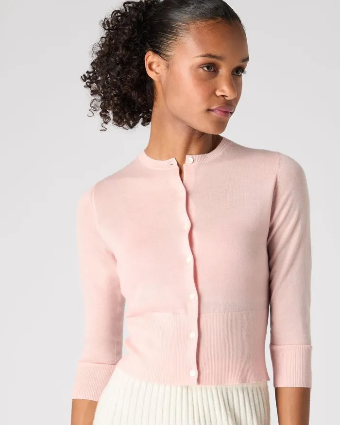 NPeal Cardigans Women Darcie Superfine Cashmere Cropped Cardigan Blush Pink