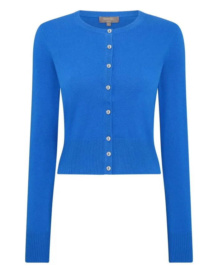 NPeal Cardigans Women Ivy Cropped Cashmere Cardigan Sonic Blue