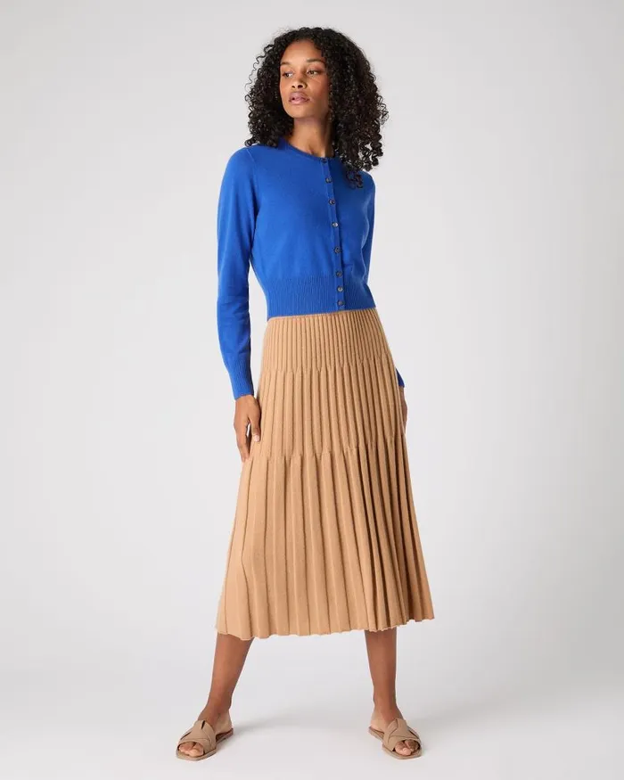 NPeal Cardigans Women Ivy Cropped Cashmere Cardigan Sonic Blue