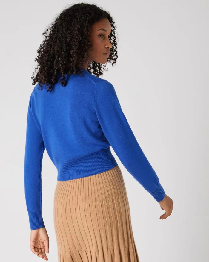 NPeal Cardigans Women Ivy Cropped Cashmere Cardigan Sonic Blue