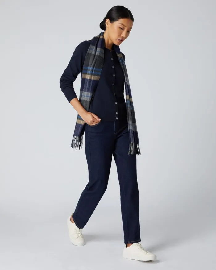 NPeal Cardigans Women Olivia Round Neck Cashmere Cardigan Navy Blue