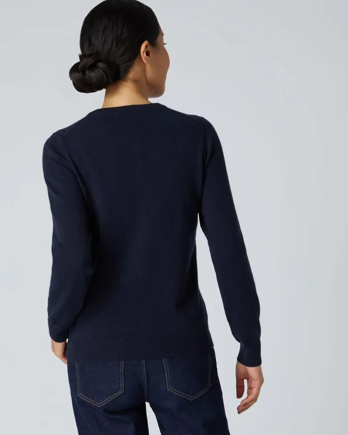 NPeal Cardigans Women Olivia Round Neck Cashmere Cardigan Navy Blue
