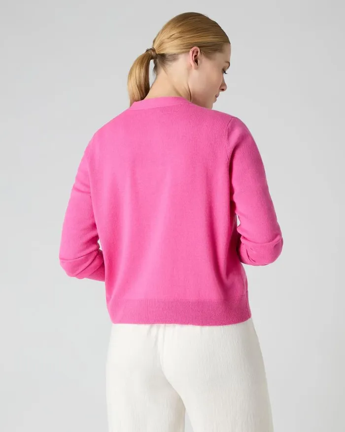 NPeal Cardigans Women V Neck Relaxed Cashmere Cardigan Vibrant Pink