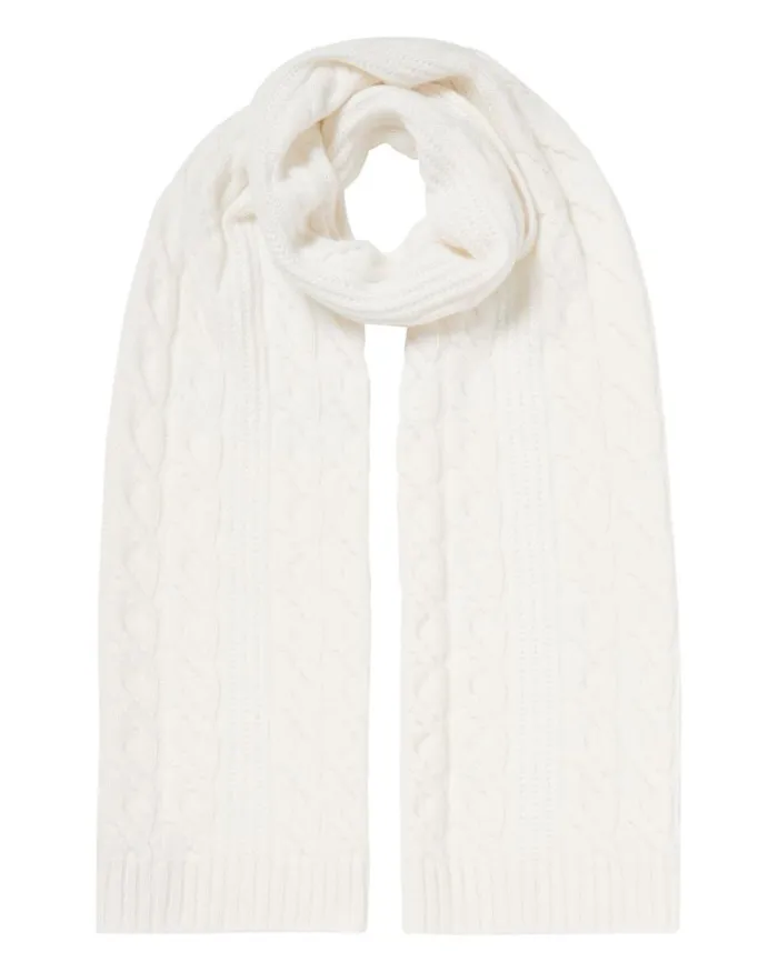 NPeal Cashmere Scarves Women Cable Rib Cashmere Scarf New Ivory White