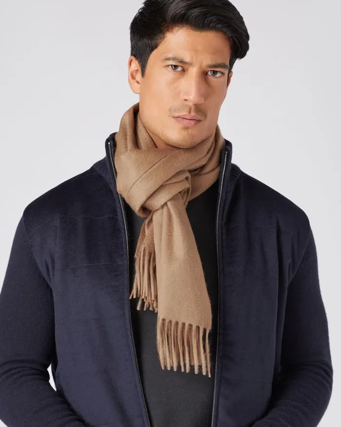 NPeal Cashmere Scarves WomenMen Unisex Large Woven Cashmere Scarf Dark Tan Brown