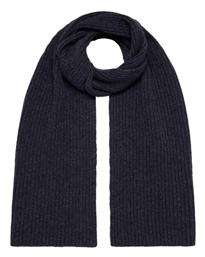 NPeal Cashmere Scarves WomenMen Unisex Short Ribbed Cashmere Scarf Navy Blue
