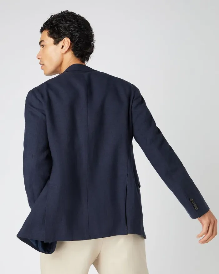 NPeal Coats and Jackets Men Amalfi Linen Jacket Navy Blue