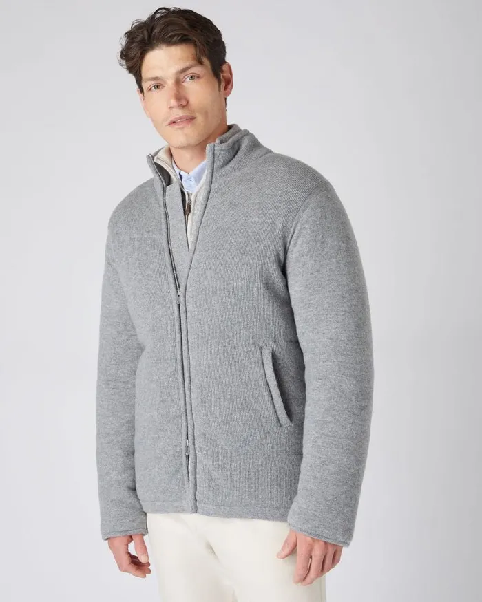 NPeal Coats and Jackets Men Rib Padded Cashmere Jacket Flannel Grey