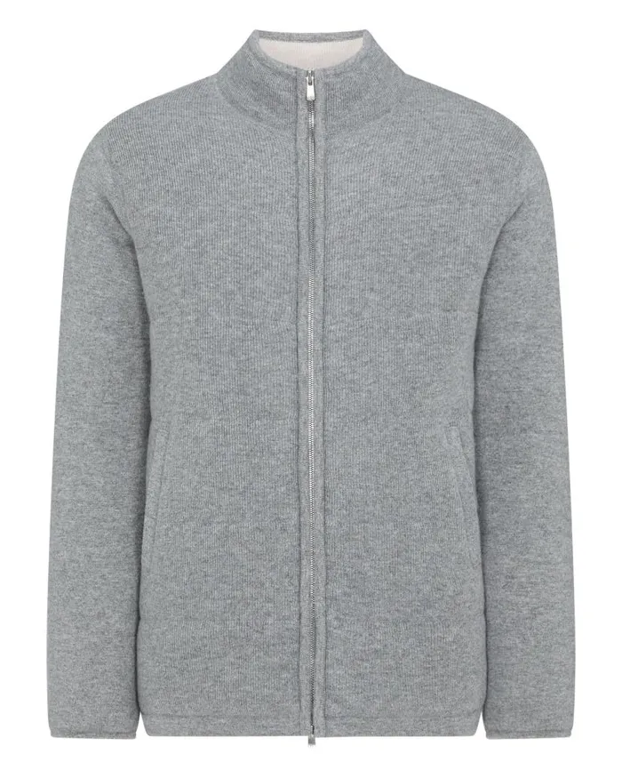 NPeal Coats and Jackets Men Rib Padded Cashmere Jacket Flannel Grey