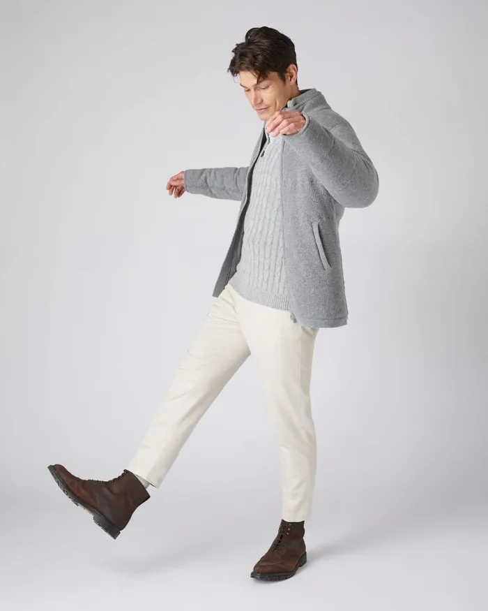 NPeal Coats and Jackets Men Rib Padded Cashmere Jacket Flannel Grey