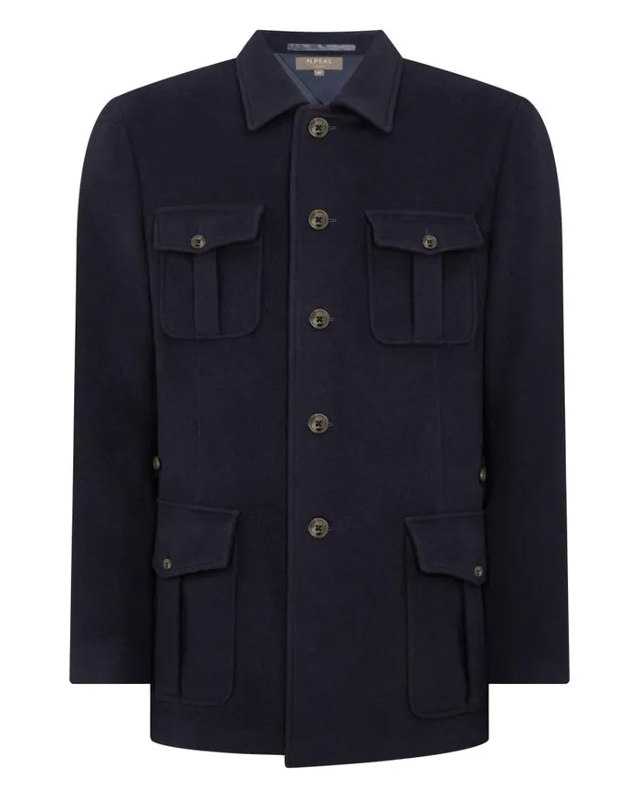 NPeal Coats and Jackets Men Woven Cashmere Jacket Navy Blue