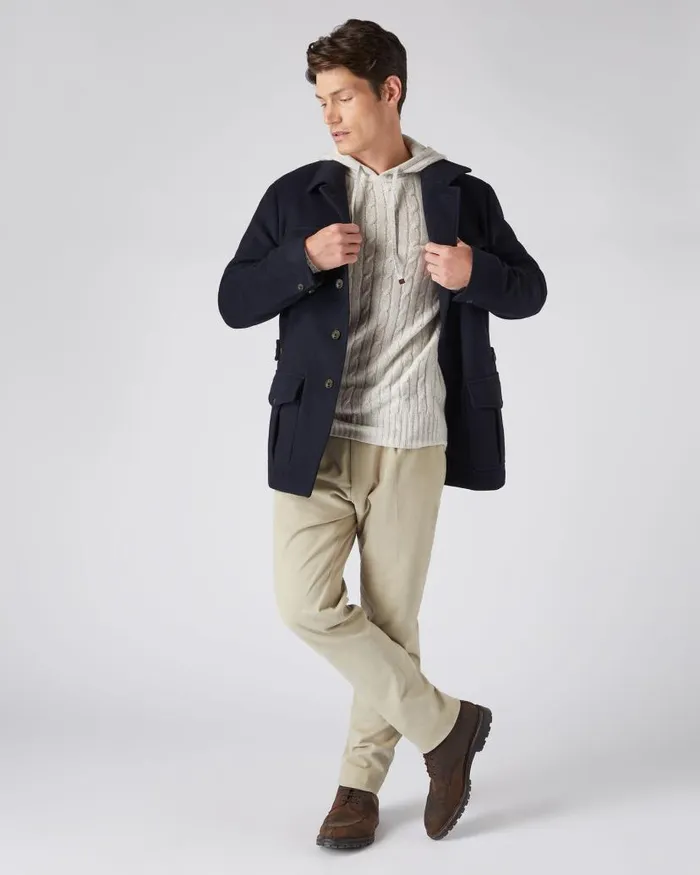 NPeal Coats and Jackets Men Woven Cashmere Jacket Navy Blue