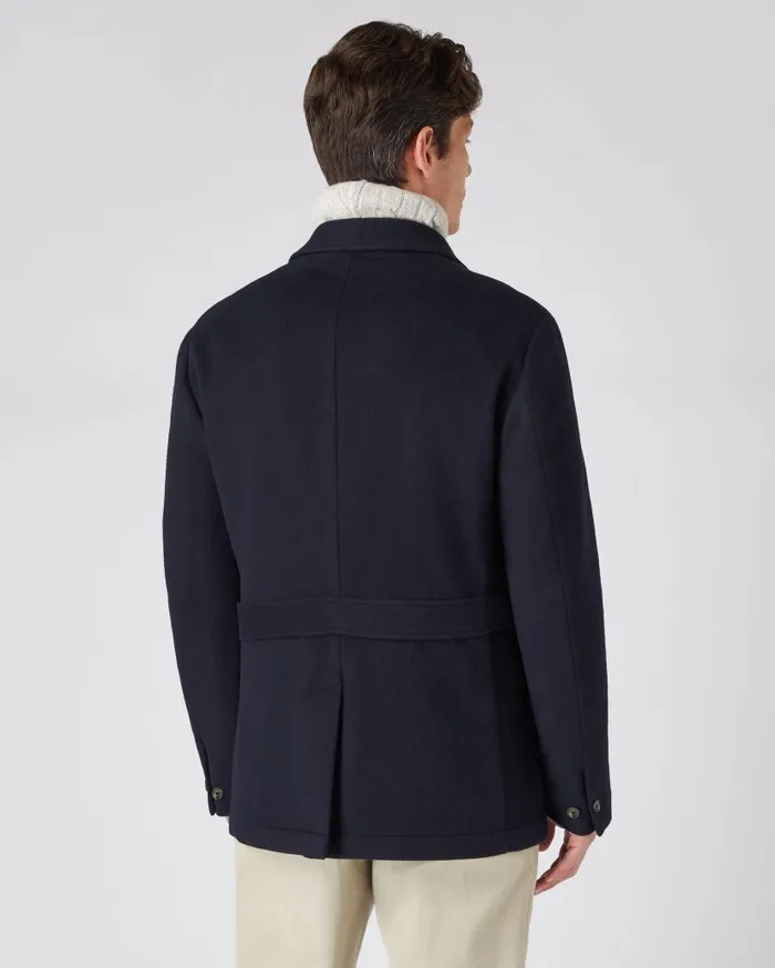 NPeal Coats and Jackets Men Woven Cashmere Jacket Navy Blue