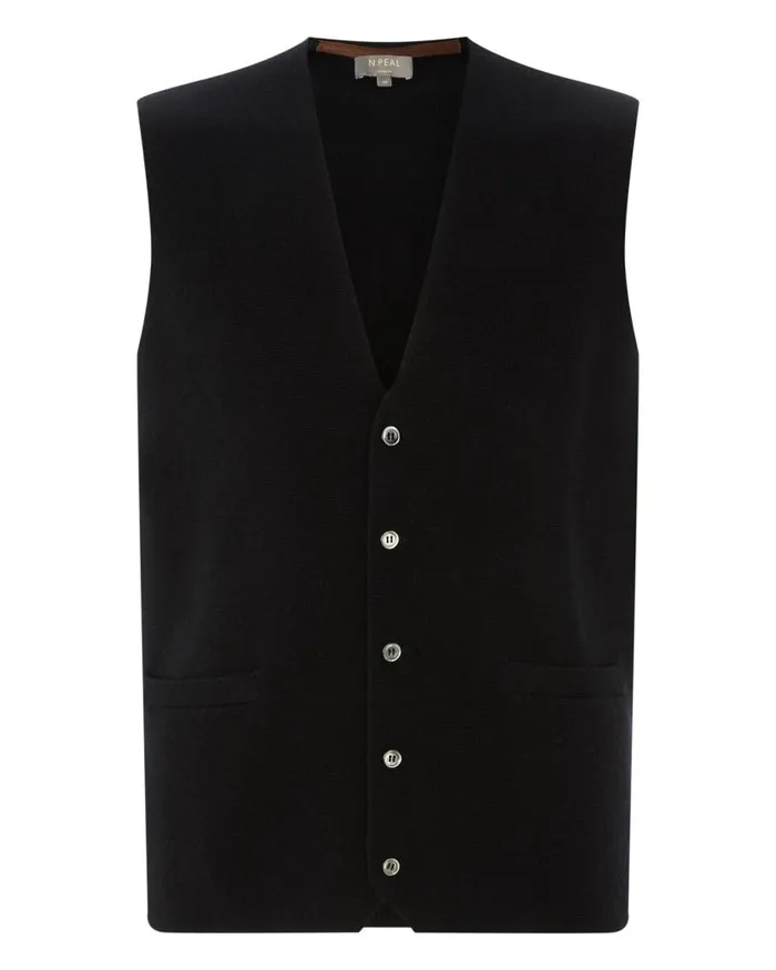 NPeal Gilets and Waistcoats Men Chelsea Cashmere Waistcoat Black