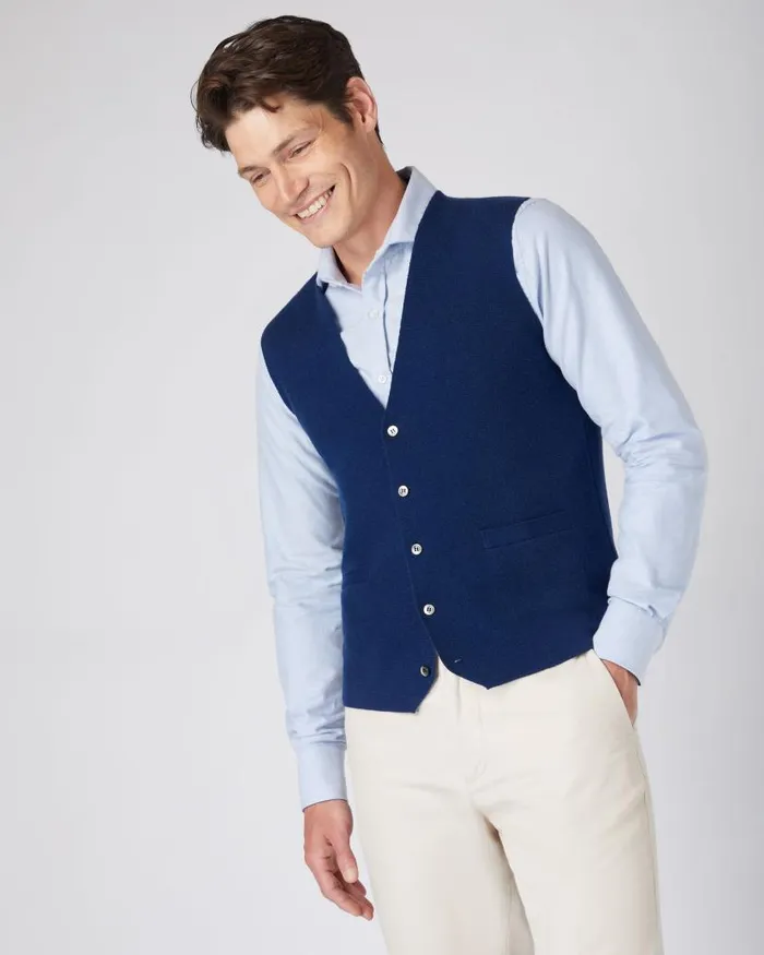 NPeal Gilets and Waistcoats Men Chelsea Cashmere Waistcoat French Blue
