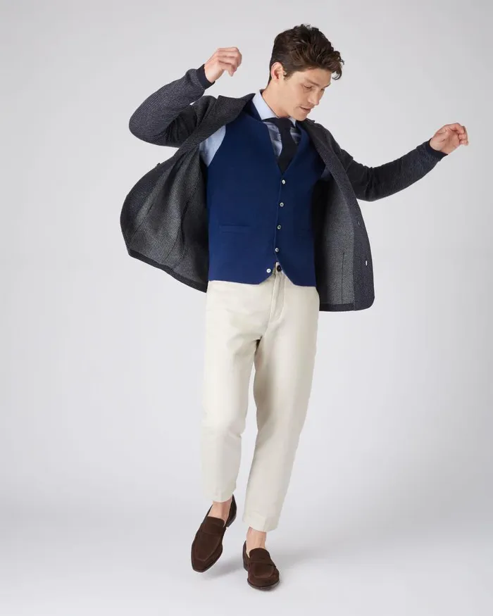 NPeal Gilets and Waistcoats Men Chelsea Cashmere Waistcoat French Blue
