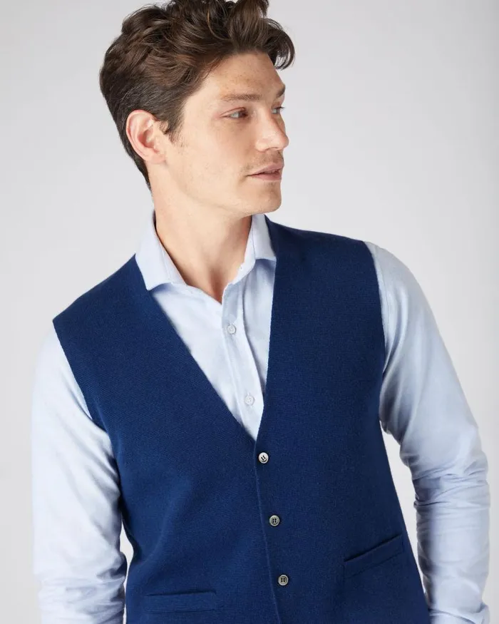 NPeal Gilets and Waistcoats Men Chelsea Cashmere Waistcoat French Blue